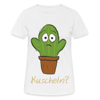 Cactus cuddle, squeeze, hug, gold - Women's Breathable T-Shirt - white - Front - AI Model Female 172 dark (172cm)