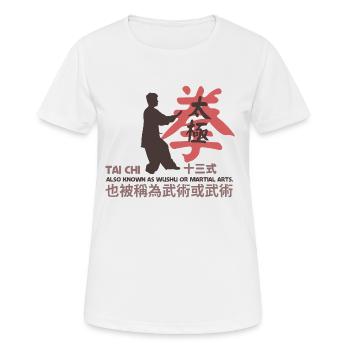 Tai Chi chinese style aka Wushu Arts martiaux - T-shirt respirant Femme - blanc - Devant - AI Model Female 172 dark (172cm)