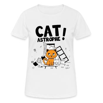 Cat Astrophe ! - Jeu de Mots Chatons Mignons - T-shirt respirant Femme - blanc - Devant - AI Model Female 172 dark (172cm)