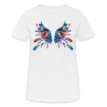 engelsflügel,flügel,angelwings,federn,feder - Frauen T-Shirt atmungsaktiv - Weiß - Vorne - AI Model Female 172 dark (172cm)