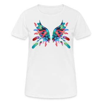 ailes d’ange, ailes, ailes d’ange, plumes, plumes - T-shirt respirant Femme - blanc - Devant - AI Model Female 172 dark (172cm)
