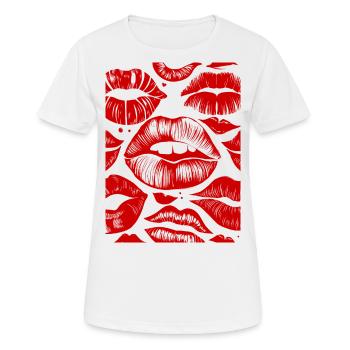 Audacieux rouge à lèvres rouge motif élégant Art sensuel rouge à lèvres - T-shirt respirant Femme - blanc - Devant - AI Model Female 172 dark (172cm)