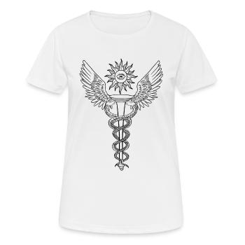 staff of hermes caduceus Kundalini-Yoga - Frauen T-Shirt atmungsaktiv - Weiß - Vorne - AI Model Female 172 dark (172cm)