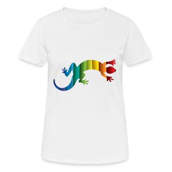 Gecko Echse Reptil Silhouette - Frauen T-Shirt atmungsaktiv - Weiß - Vorne - AI Model Female 172 dark (172cm)