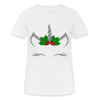 Glitzerweihnachtseinhorn - Frauen T-Shirt atmungsaktiv - Weiß - Vorne - AI Model Female 172 dark (172cm)