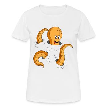 Nette neugierige Krake - Frauen T-Shirt atmungsaktiv - Weiß - Vorne - AI Model Female 172 dark (172cm)