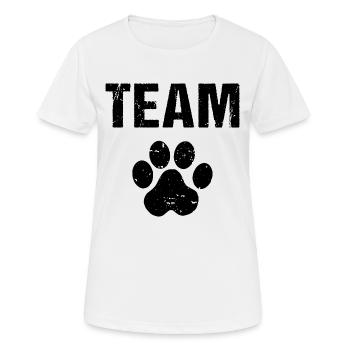 Team Dog Hunde Team Pfote - Frauen T-Shirt atmungsaktiv - Weiß - Vorne - AI Model Female 172 dark (172cm)
