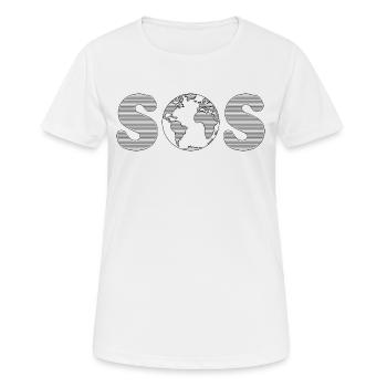 SOS – Erdüberlastungstag / Klimawandel (B / PNG) - Frauen T-Shirt atmungsaktiv - Weiß - Vorne - AI Model Female 172 dark (172cm)