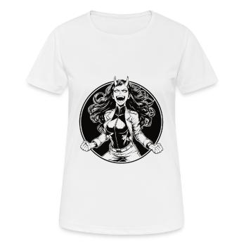 Attraktive Teufelin im Slim-Fit - Frauen T-Shirt atmungsaktiv - Weiß - Vorne - AI Model Female 172 dark (172cm)
