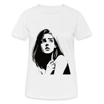 Fear expressive design with anxious woman - Women's Breathable T-Shirt - white - Front - AI Model Female 172 dark (172cm)