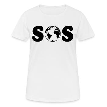 SOS – Erdüberlastungstag / Klimawandel (B / SVG) - Frauen T-Shirt atmungsaktiv - Weiß - Vorne - AI Model Female 172 dark (172cm)