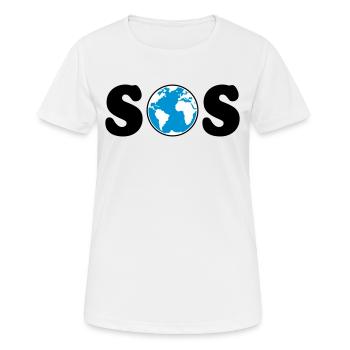 SOS – Earth Day / Klimawandel (B / 3C / SVG) - Frauen T-Shirt atmungsaktiv - Weiß - Vorne - AI Model Female 172 dark (172cm)