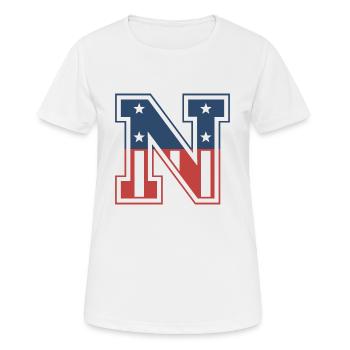 Buchstabe N USA - Frauen T-Shirt atmungsaktiv - Weiß - Vorne - AI Model Female 172 dark (172cm)