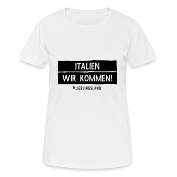 Auswandern nach Italien Urlaub Reise coole Sprüche - Frauen T-Shirt atmungsaktiv - Weiß - Vorne - AI Model Female 172 dark (172cm)