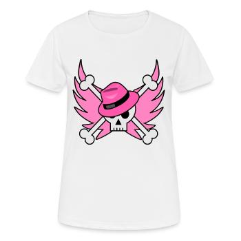 Flying skull with pink hat and pink wings - Women's Breathable T-Shirt - white - Front - AI Model Female 172 dark (172cm)