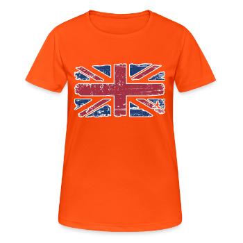 Great Britain Flag - Women's Breathable T-Shirt - neon orange - Front - AI Model Female 172 dark (172cm)