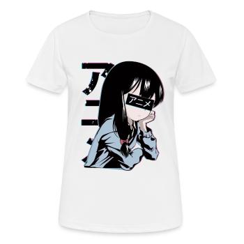 Anime écolière - T-shirt respirant Femme - blanc - Devant - AI Model Female 172 dark (172cm)