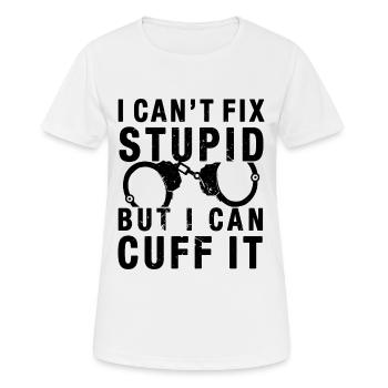 Handcuffs Funny saying - Women's Breathable T-Shirt - white - Front - AI Model Female 172 dark (172cm)