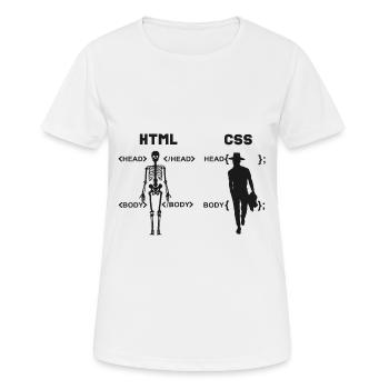 HTML vs CSS Programmiersprache - Frauen T-Shirt atmungsaktiv - Weiß - Vorne - AI Model Female 172 dark (172cm)