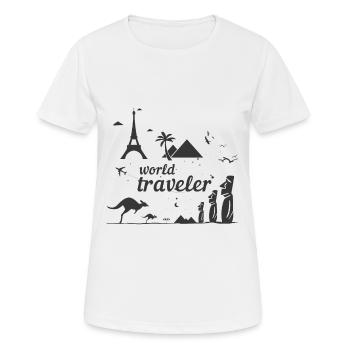 World Travel Travel Addicted - Women's Breathable T-Shirt - white - Front - AI Model Female 172 dark (172cm)