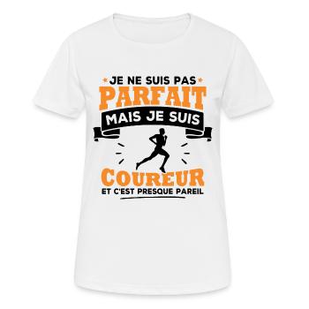 Pas parfait mais je suis coureur - T-shirt respirant Femme - blanc - Devant - AI Model Female 172 dark (172cm)