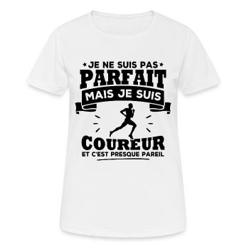 Pas parfait mais je suis coureur - T-shirt respirant Femme - blanc - Devant - AI Model Female 172 dark (172cm)