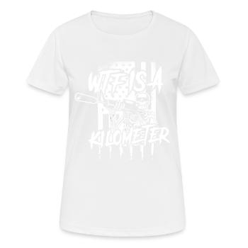 WTF Is A Kilometer Meme Patriotic Joke USA Flag - Frauen T-Shirt atmungsaktiv - Weiß - Vorne - AI Model Female 172 dark (172cm)
