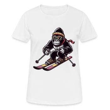 Gorilla auf Skiern - Winterurlaub im Schnee - Frauen T-Shirt atmungsaktiv - Weiß - Vorne - AI Model Female 172 dark (172cm)