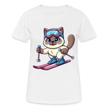 Siamkatze Skiurlaub Skifahrer - Frauen T-Shirt atmungsaktiv - Weiß - Vorne - AI Model Female 172 dark (172cm)