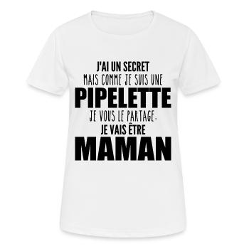 je suis une future maman pipelette ! future maman - T-shirt respirant Femme - blanc - Devant - AI Model Female 172 dark (172cm)