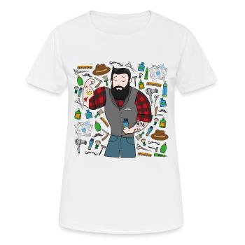 Hipster Barber - Frauen T-Shirt atmungsaktiv - Weiß - Vorne - AI Model Female 172 dark (172cm)