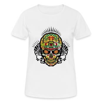 mexican death head crane skull tribal mexico - Women's Breathable T-Shirt - white - Front - AI Model Female 172 dark (172cm)