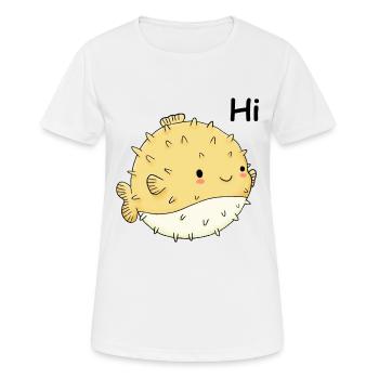 Happy Puffer Fish - Frauen T-Shirt atmungsaktiv - Weiß - Vorne - AI Model Female 172 dark (172cm)