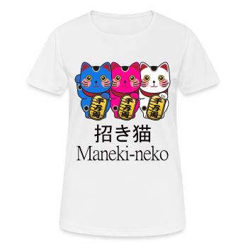 des chats colorés et ondulants Maneki neko - T-shirt respirant Femme - blanc - Devant - AI Model Female 172 dark (172cm)