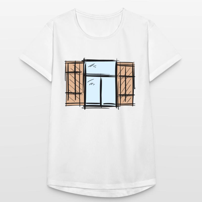 Old Window with Shutters Hinged Shutters Drawing Women's Breathable T-Shirt