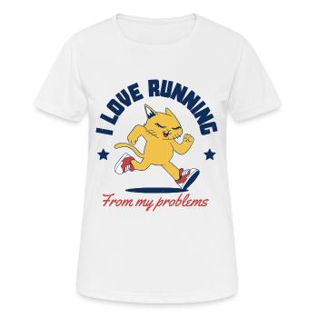 Ich liebe es, vor meinen Problemen davonzulaufen - Frauen T-Shirt atmungsaktiv - Weiß - Vorne - AI Model Female 172 dark (172cm)