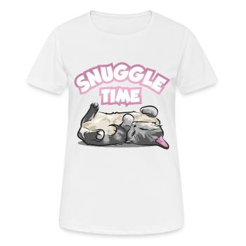 Kuschelzeit Katze süßes schlafendes Kätzchen Mieze - Frauen T-Shirt atmungsaktiv - Weiß - Vorne - AI Model Female 172 dark (172cm)