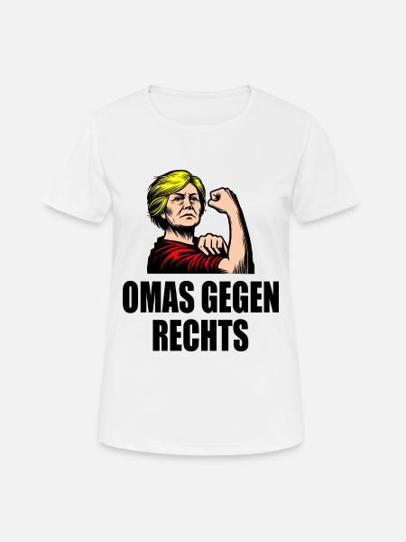 Omas gegen rechts - Frauen T-Shirt atmungsaktiv - Weiß