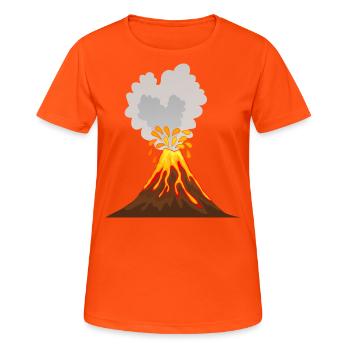 Vulkan, Lava, , Asche, Magma, Geologe, vulcano - Frauen T-Shirt atmungsaktiv - Neonorange - Vorne - AI Model Female 172 dark (172cm)
