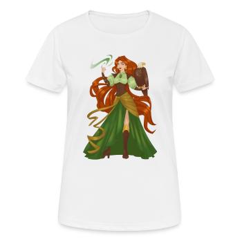 Hexe Rote Haare Vogel hübsche Dame Model Fantasy - Frauen T-Shirt atmungsaktiv - Weiß - Vorne - AI Model Female 172 dark (172cm)