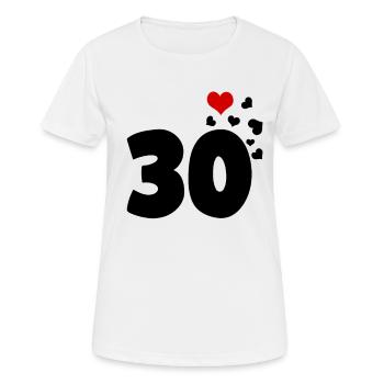 30 Herzen 30. Geburtstag - Frauen T-Shirt atmungsaktiv - Weiß - Vorne - AI Model Female 172 dark (172cm)