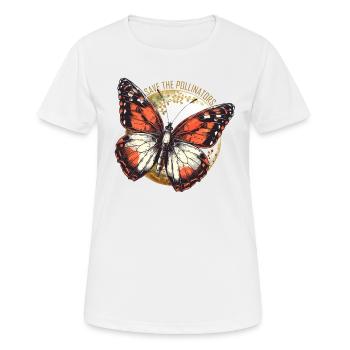 Rettet die Bestäuber - Orange Butterfly - Frauen T-Shirt atmungsaktiv - Weiß - Vorne - AI Model Female 172 dark (172cm)