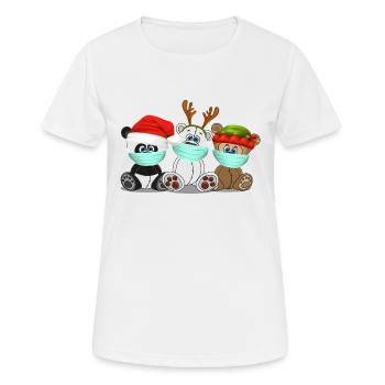 Xmas Grizzly Polar Panda Bären mit Mundschutz - Frauen T-Shirt atmungsaktiv - Weiß - Vorne - AI Model Female 172 dark (172cm)