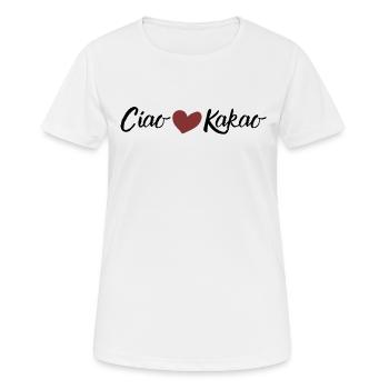 Ciao Kakao - Frauen T-Shirt atmungsaktiv - Weiß - Vorne - AI Model Female 172 dark (172cm)