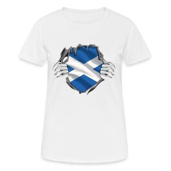 Schottland Flagge Schottische Fahne Alba GB UK - Frauen T-Shirt atmungsaktiv - Weiß - Vorne - AI Model Female 172 dark (172cm)