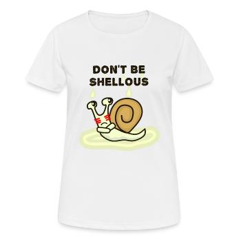 Ne sois pas coquillage, drôle de jeu de mots - T-shirt respirant Femme - blanc - Devant - AI Model Female 172 dark (172cm)