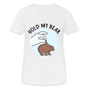 Hold My Bear : Hold My Beer Wortspiel Zitat - Frauen T-Shirt atmungsaktiv - Weiß - Vorne - AI Model Female 172 dark (172cm)