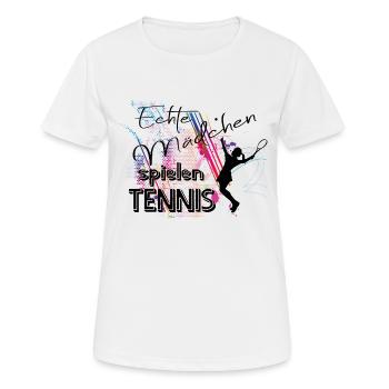 Echte Mädchen spielen Tennis - Frauen T-Shirt atmungsaktiv - Weiß - Vorne - AI Model Female 172 dark (172cm)