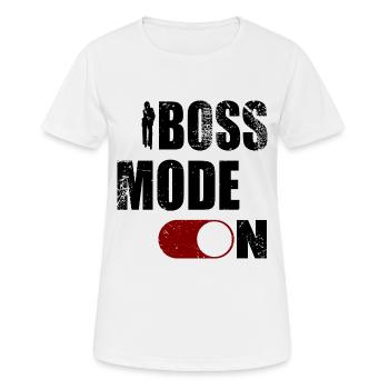 BOSS MODE ON_LADY - Frauen T-Shirt atmungsaktiv - Weiß - Vorne - AI Model Female 172 dark (172cm)
