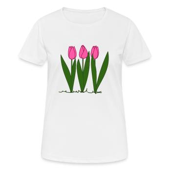 Pink tulips, spring, spring - Women's Breathable T-Shirt - white - Front - AI Model Female 172 dark (172cm)